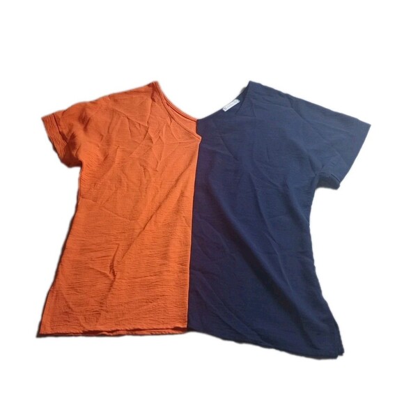 Womans Blue Orange Shirt Blouse Size Large By FSL Apparel War Eagle Preppy - Picture 1 of 5